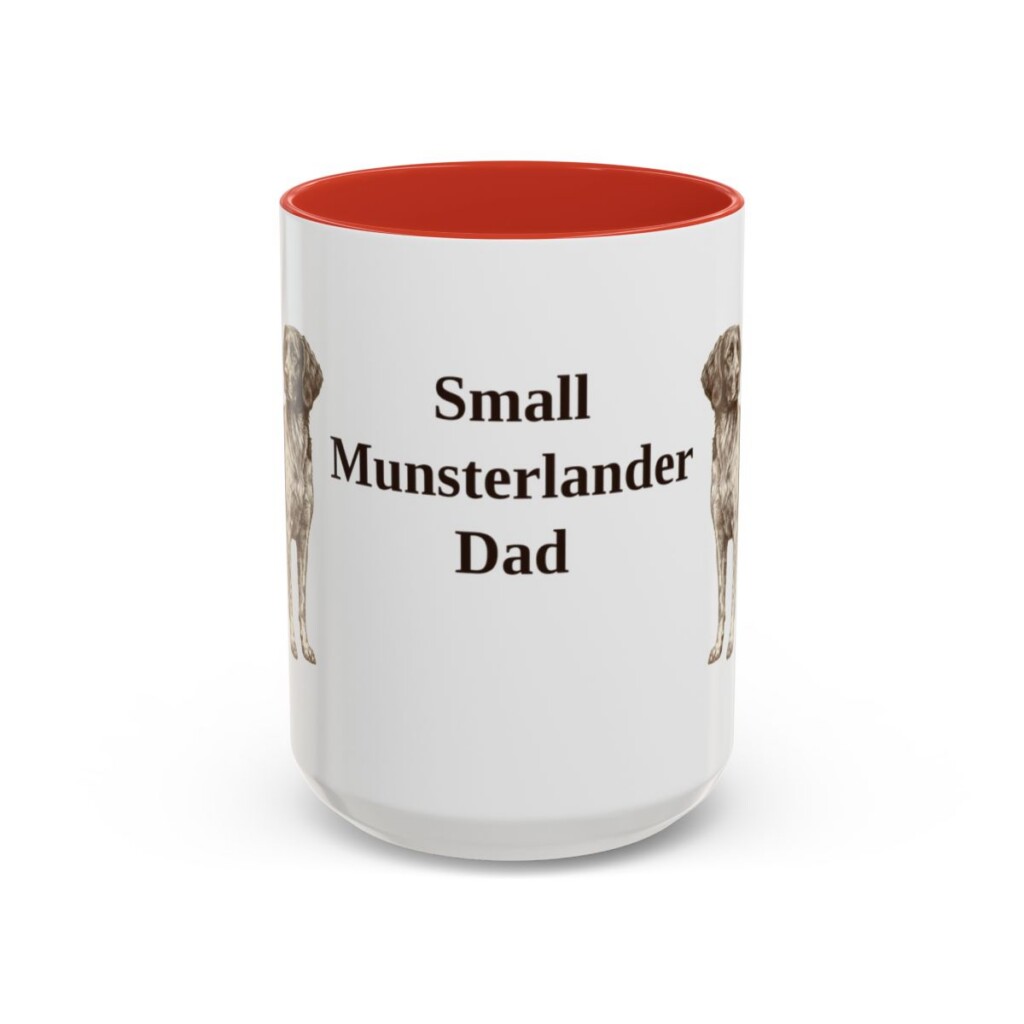 15oz Small Munsterlander Dog Dad Mug, Red, front view