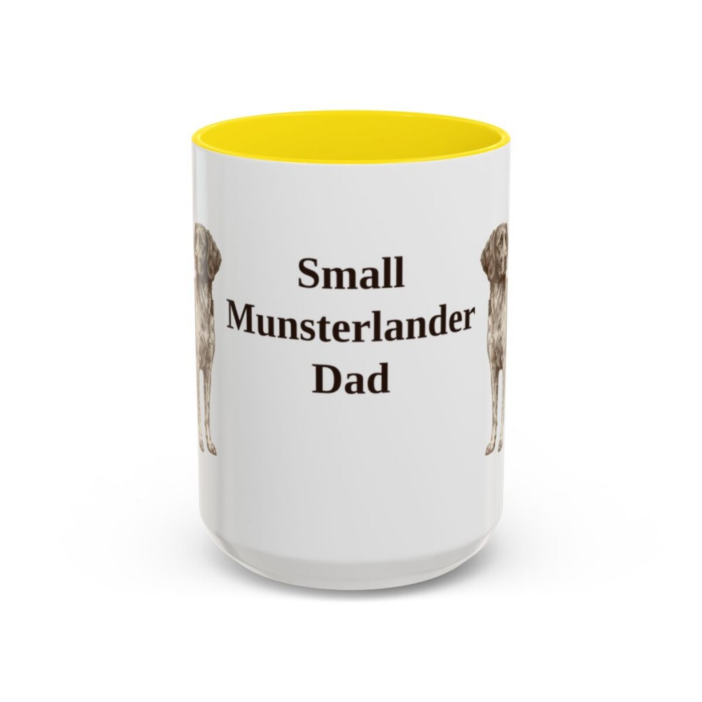15oz Small Munsterlander Dog Dad Mug, Yellow, front view