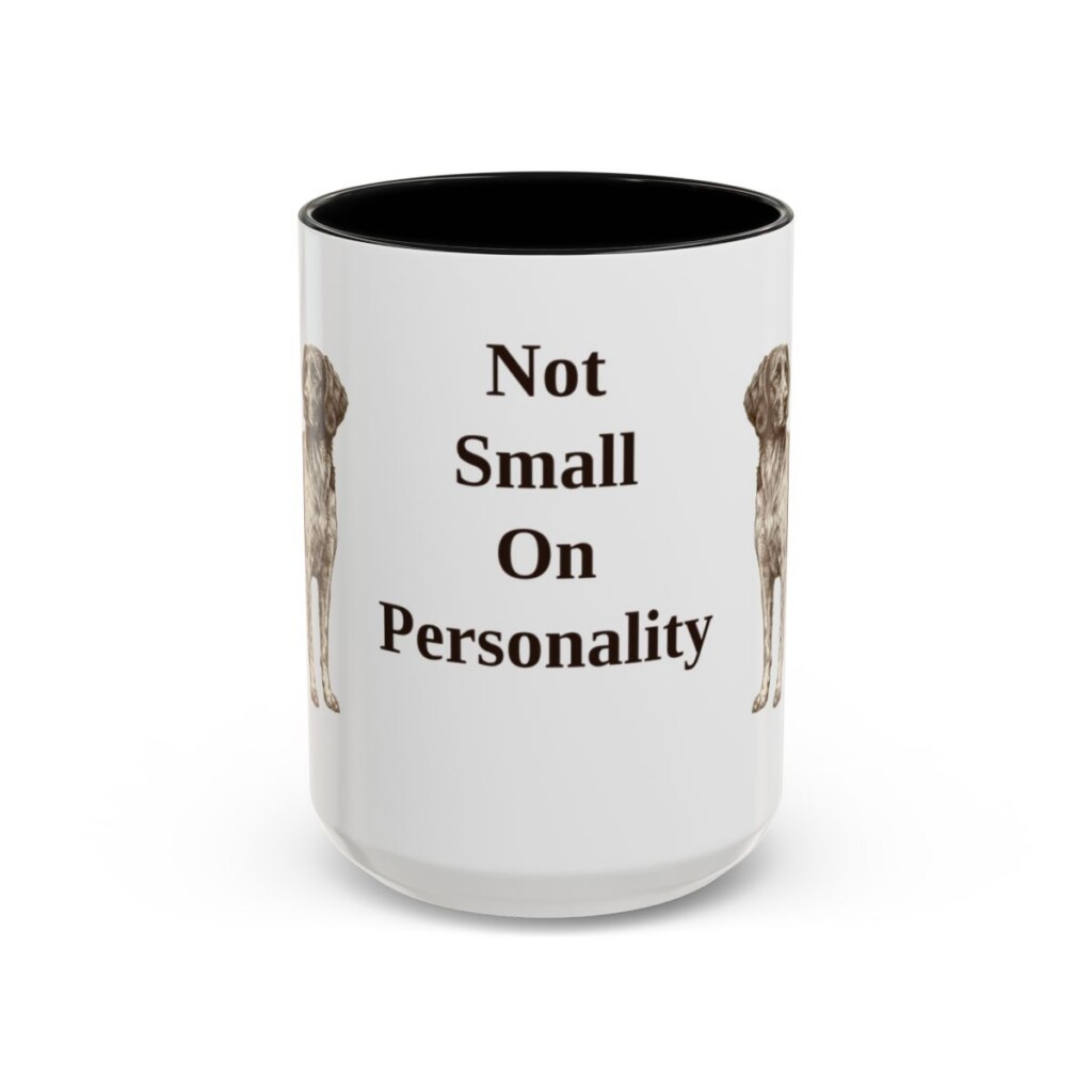 15oz Funny Small Munsterlander Mug, Black, front view