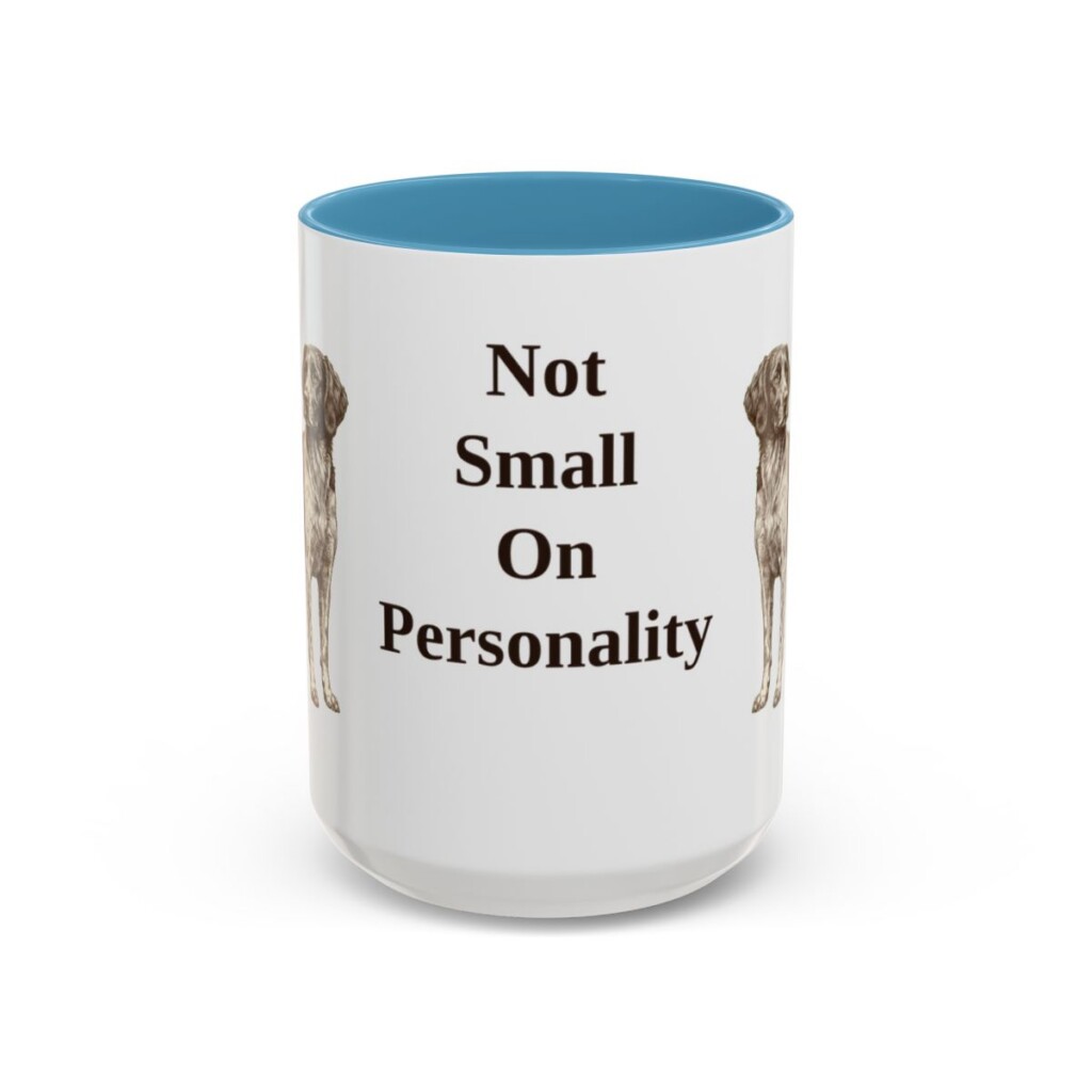 15oz Funny Small Munsterlander Mug, Light Blue, front view
