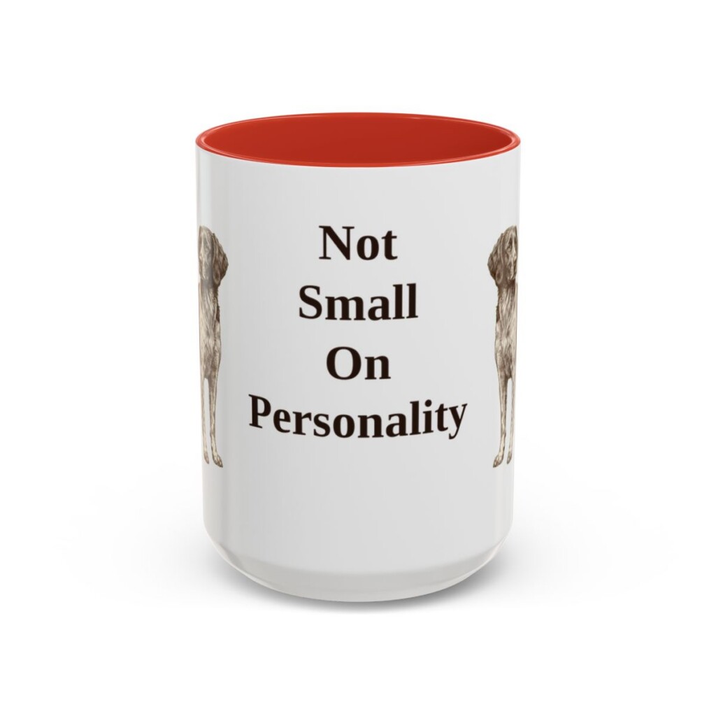 15oz Funny Small Munsterlander Mug, Red, front view