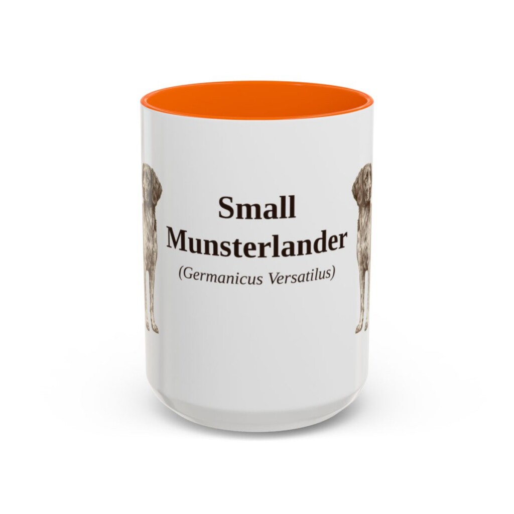 15oz-small-munsterlander-mug-latin-orange 15oz Small Munsterlander Latin Mug, Orange, front view