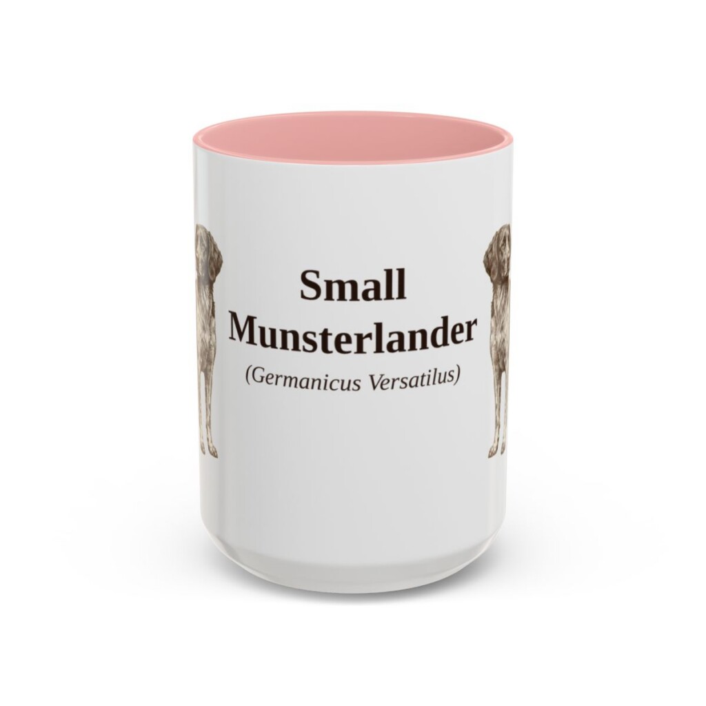 15oz-small-munsterlander-mug-latin-pink 15oz Small Munsterlander Latin Mug, Pink, front view