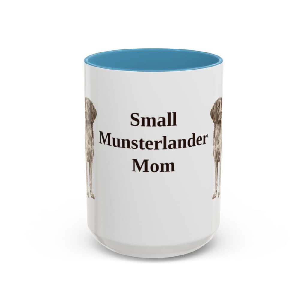 15oz Small Munsterlander Dog Mom Mug, Light Blue, front view