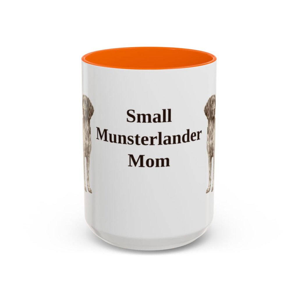 15oz Small Munsterlander Dog Mom Mug, Orange, front view