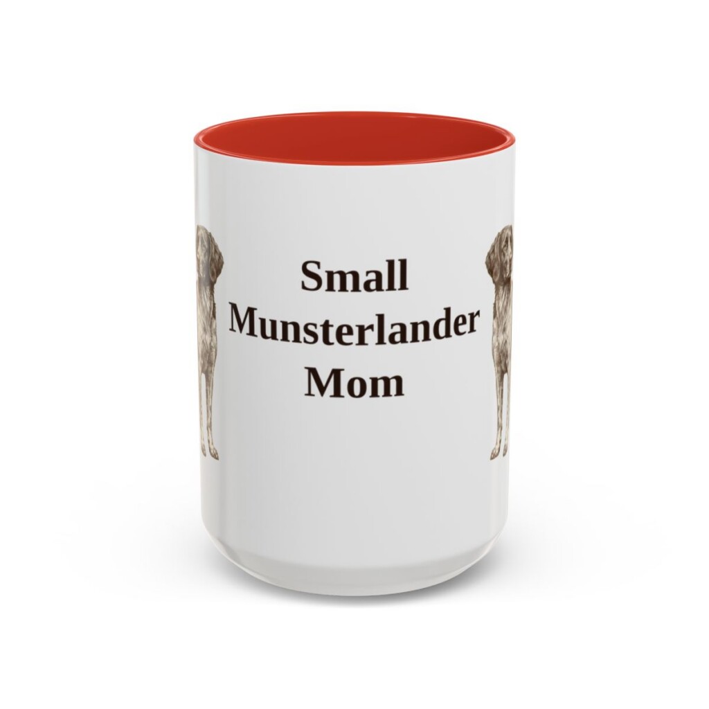 15oz Small Munsterlander Dog Mom Mug, Red, front view