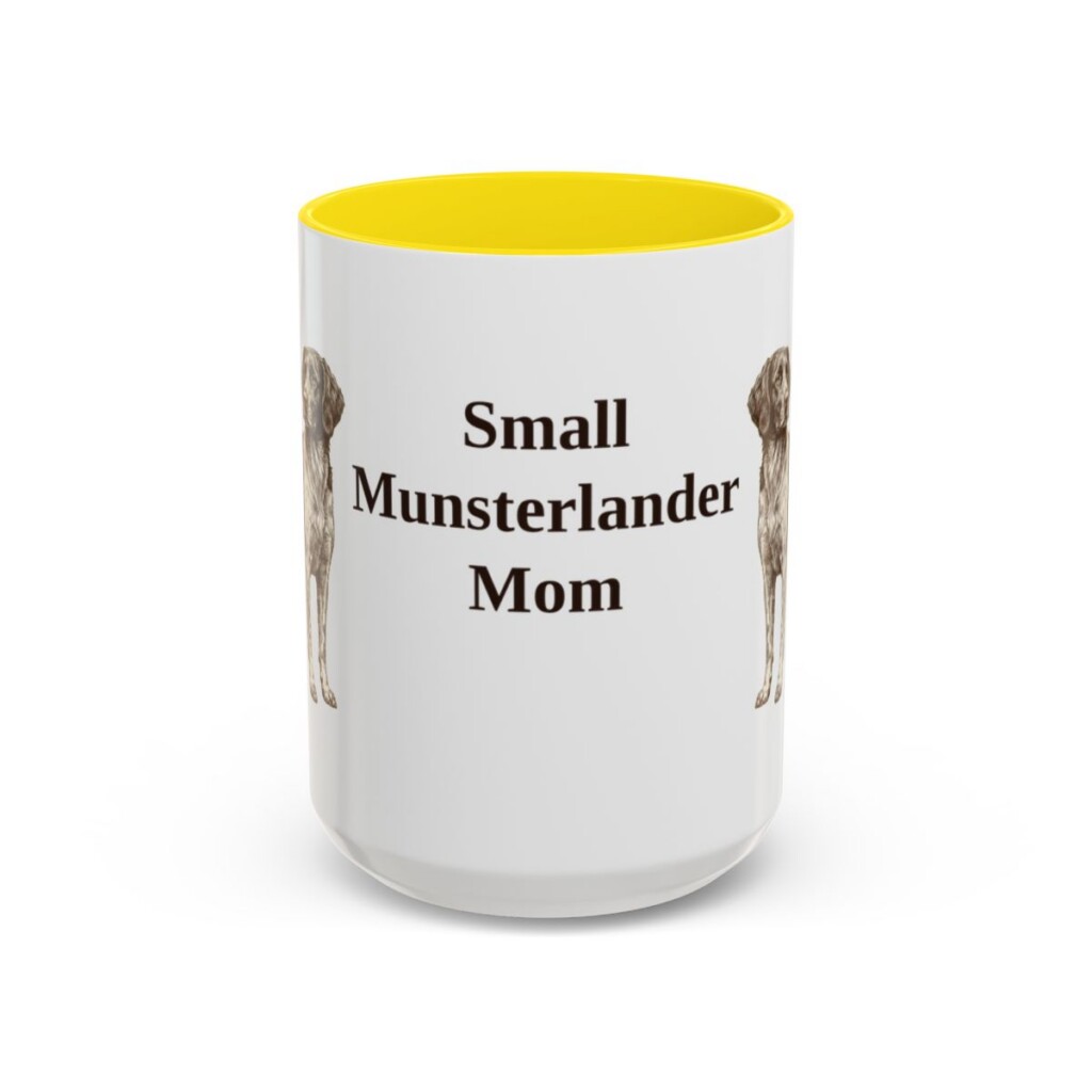 15oz Small Munsterlander Dog Mom Mug, Yellow, front view