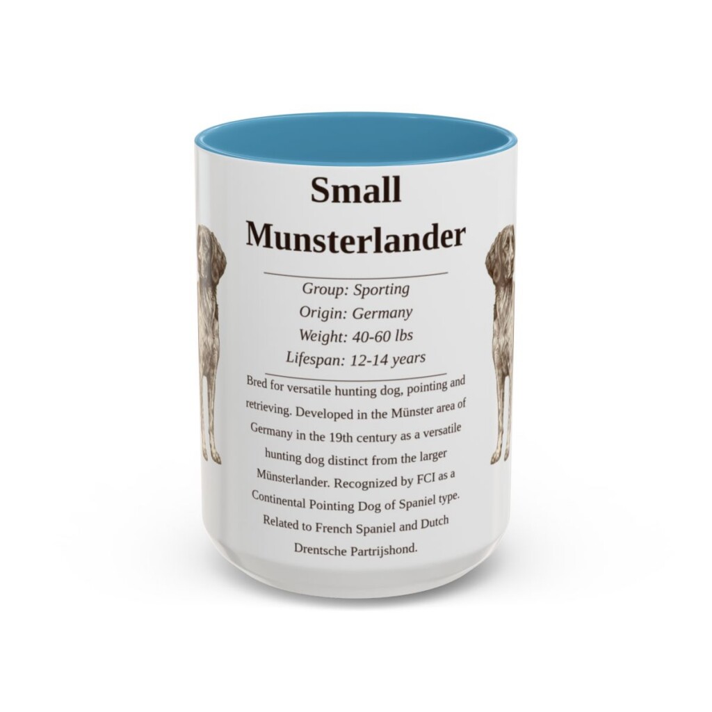 15oz Small Munsterlander Mug, Light Blue, front view