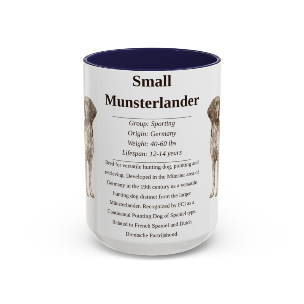 15oz Small Munsterlander Mug, Navy, front view