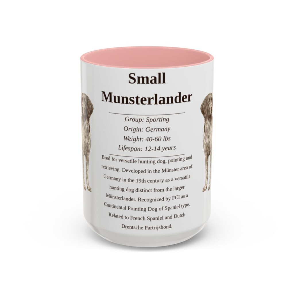 15oz Small Munsterlander Mug, Pink, front view