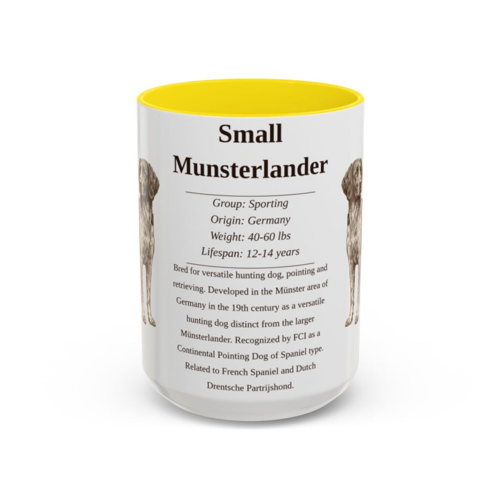 15oz Small Munsterlander Mug, Yellow, front view