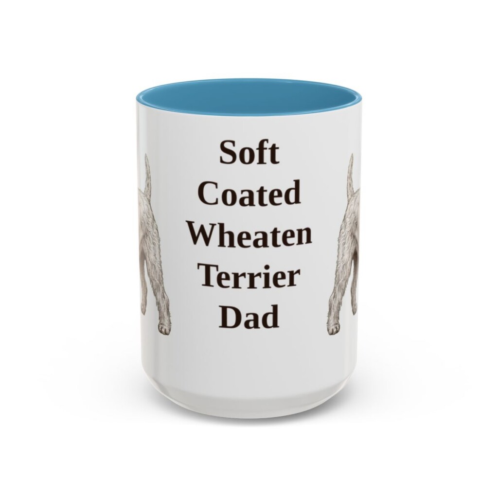 15oz Soft Coated Wheaten Terrier Dog Dad Mug, Light Blue, front view
