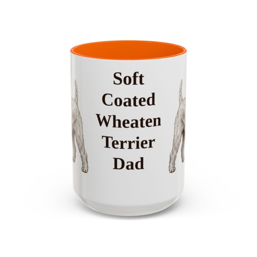 15oz Soft Coated Wheaten Terrier Dog Dad Mug, Orange, front view