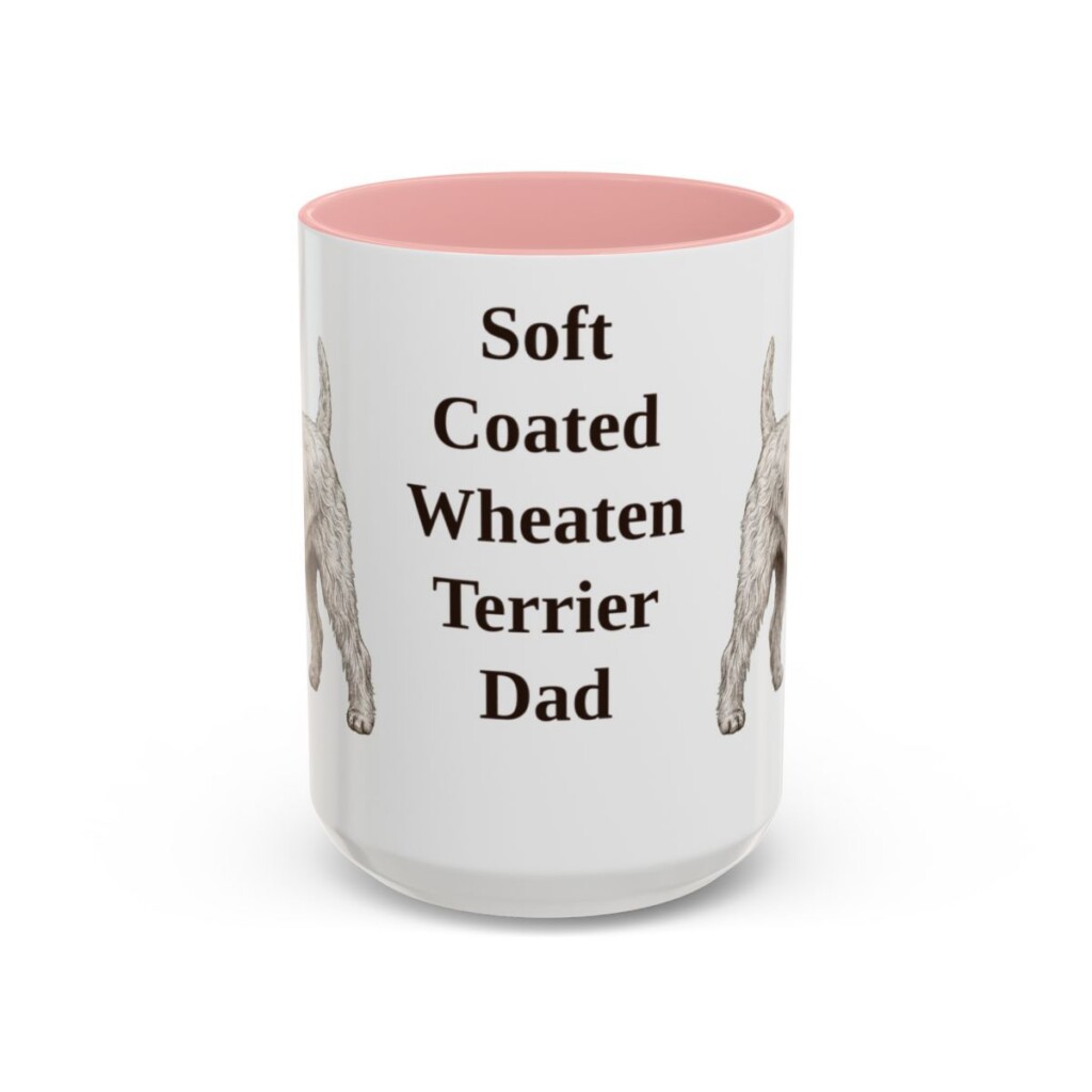 15oz Soft Coated Wheaten Terrier Dog Dad Mug, Pink, front view