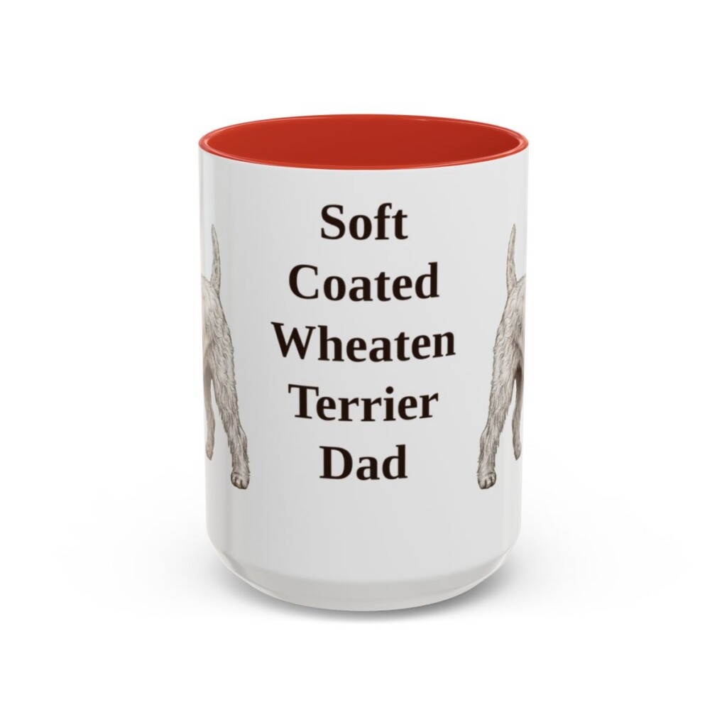 15oz Soft Coated Wheaten Terrier Dog Dad Mug, Red, front view