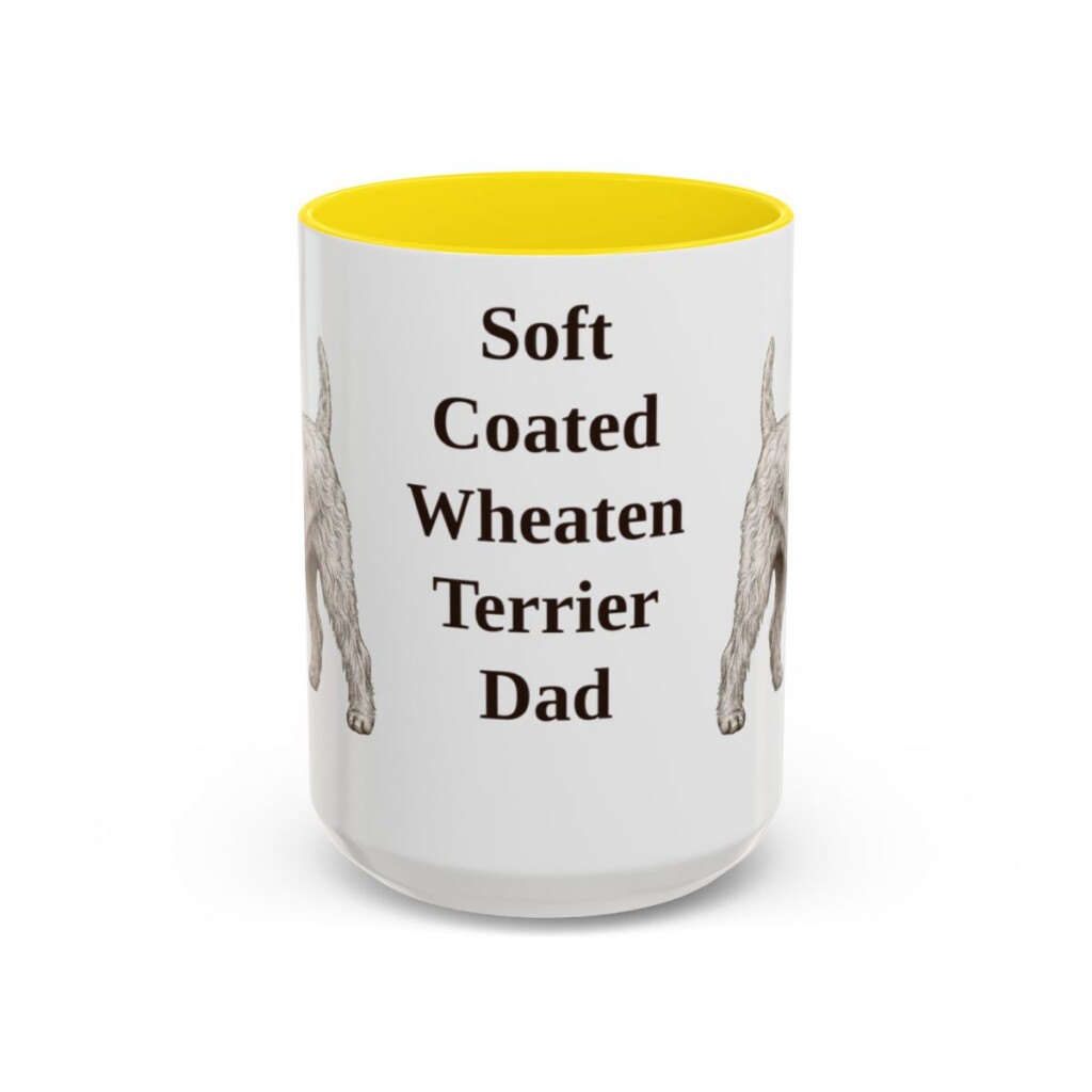 15oz Soft Coated Wheaten Terrier Dog Dad Mug, Yellow, front view