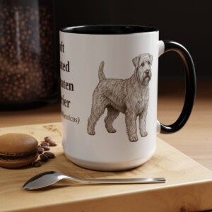 15oz Soft Coated Wheaten Terrier Latin Mug, Black, lifestyle photo