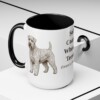 15oz Soft Coated Wheaten Terrier Latin Mug, Black, lifestyle photo