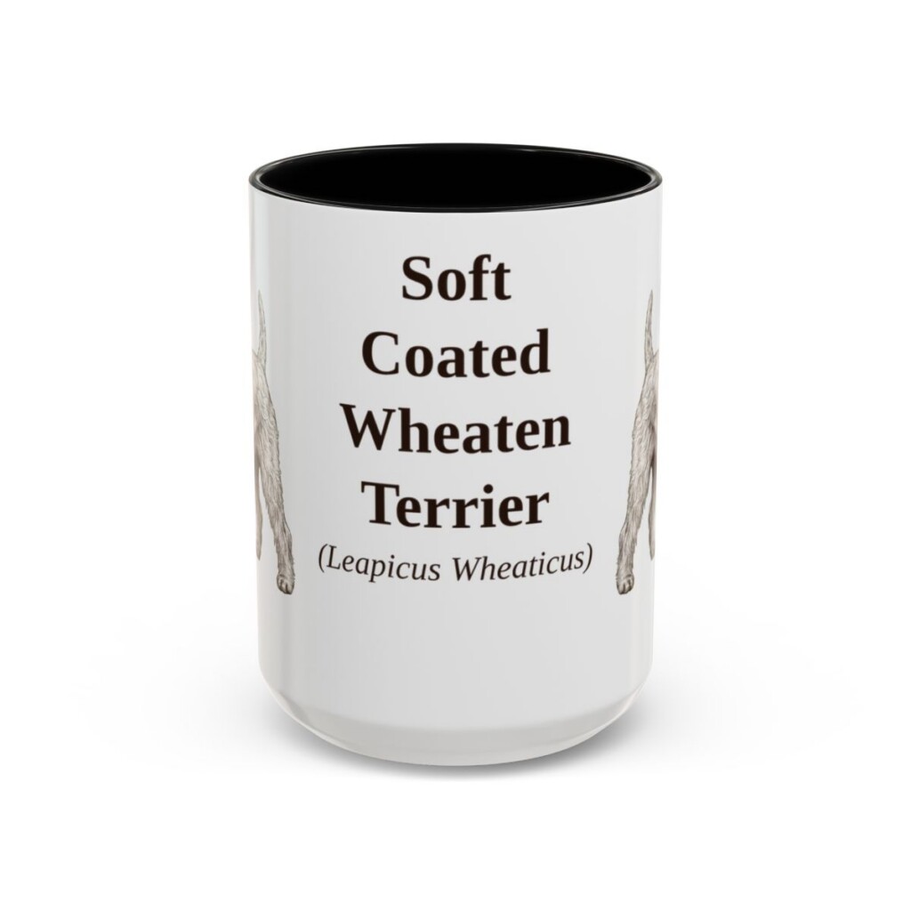 15oz Soft Coated Wheaten Terrier Latin Mug, Black, front view