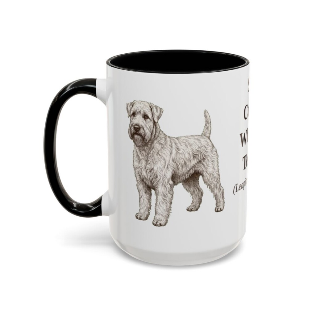 15oz Soft Coated Wheaten Terrier Latin Mug, Black, left side view
