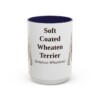 15oz Soft Coated Wheaten Terrier Latin Mug, Navy, front view
