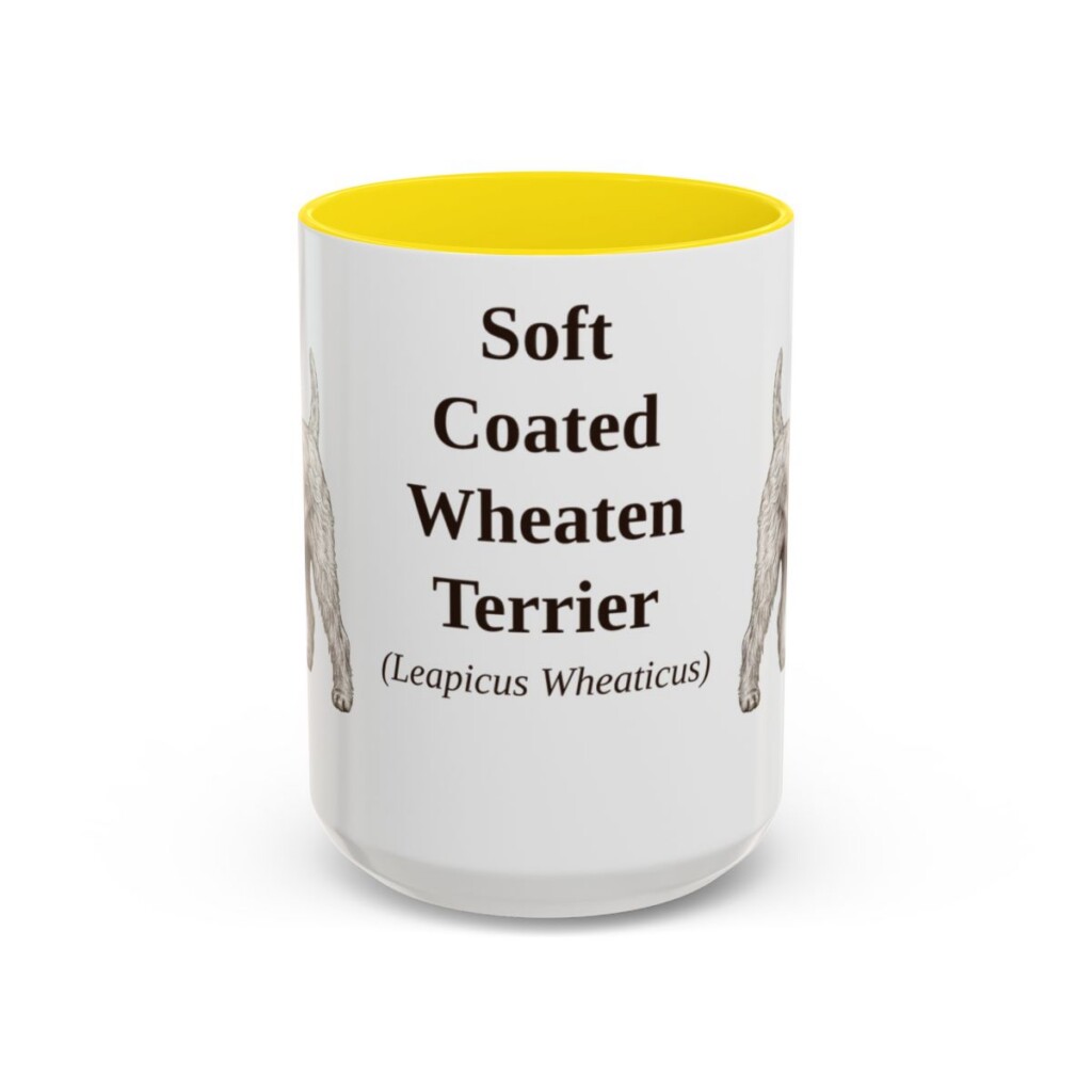 15oz Soft Coated Wheaten Terrier Latin Mug, Yellow, front view
