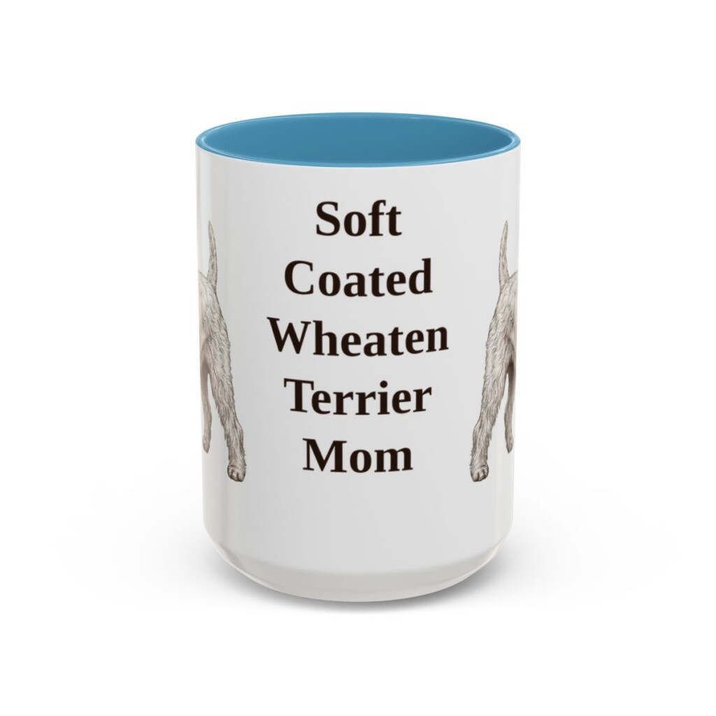 15oz Soft Coated Wheaten Terrier Dog Mom Mug, Light Blue, front view