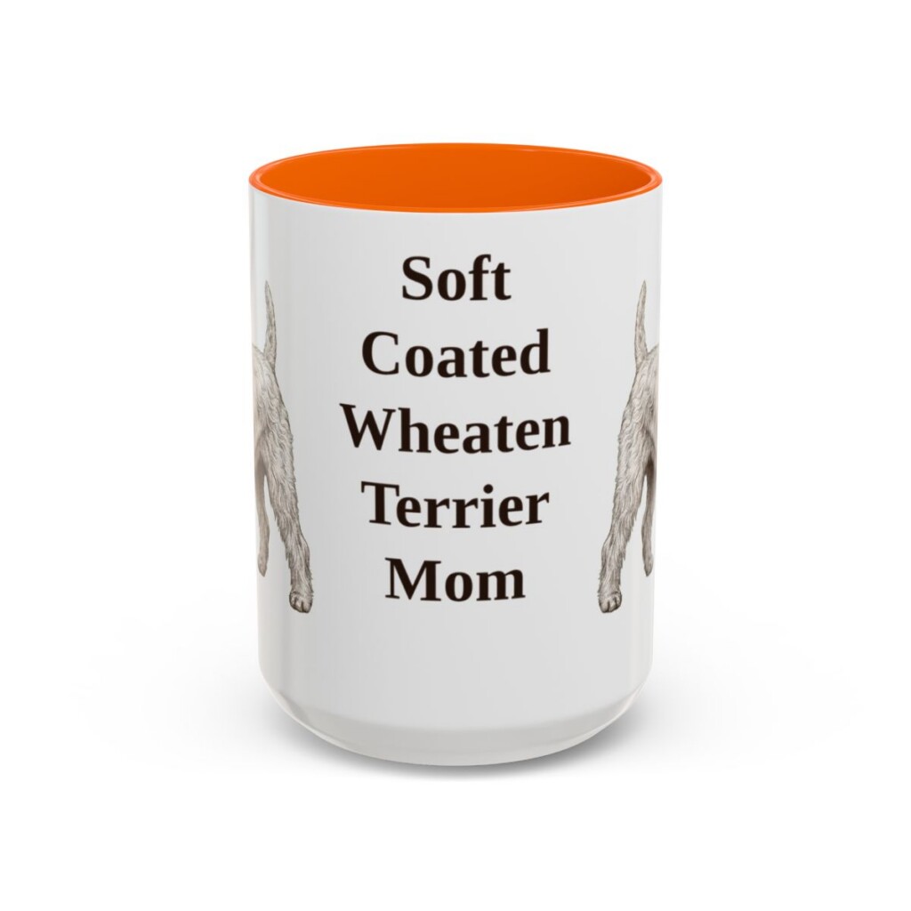 15oz Soft Coated Wheaten Terrier Dog Mom Mug, Orange, front view