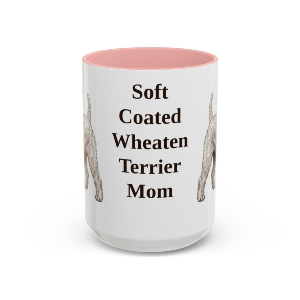 15oz Soft Coated Wheaten Terrier Dog Mom Mug, Pink, front view