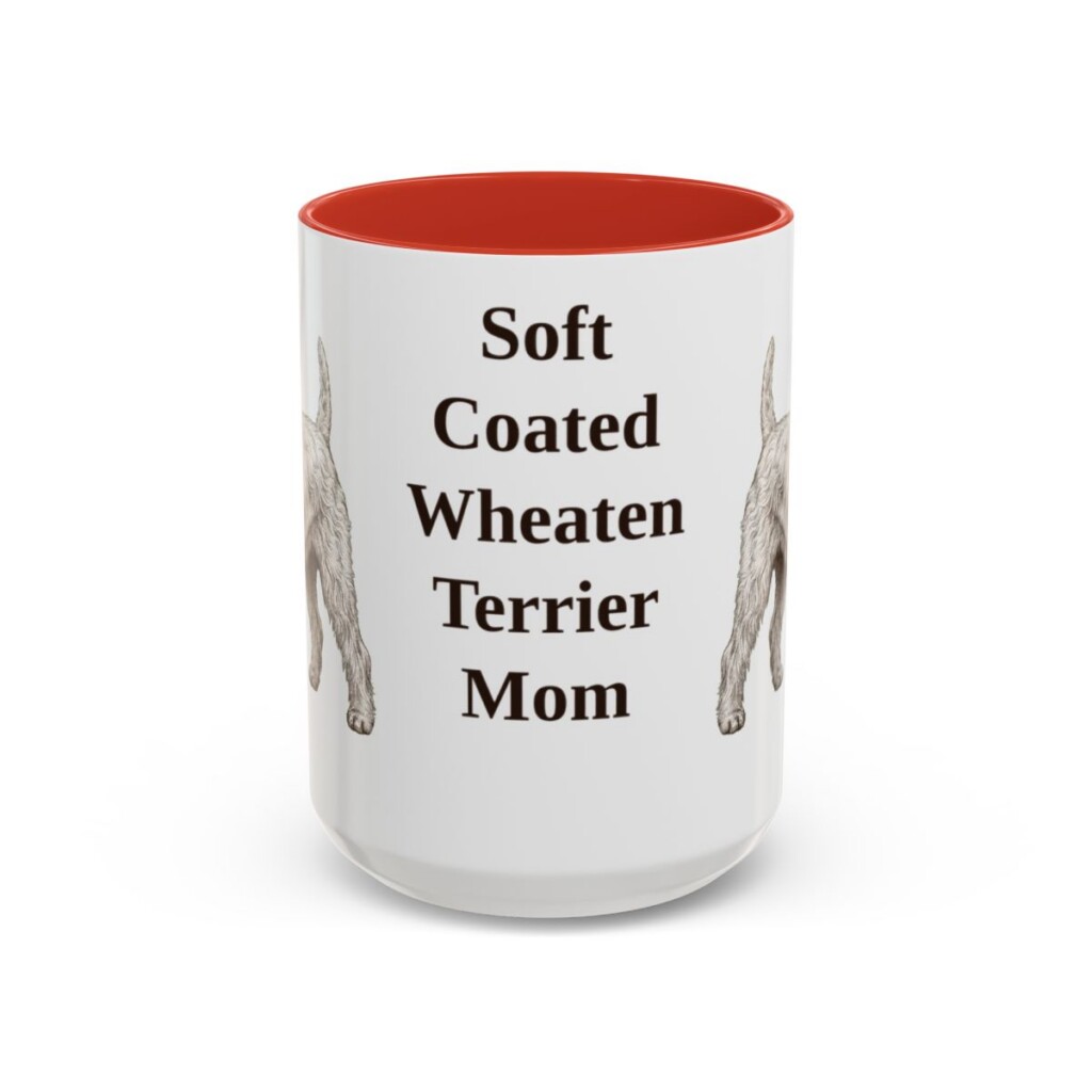 15oz Soft Coated Wheaten Terrier Dog Mom Mug, Red, front view