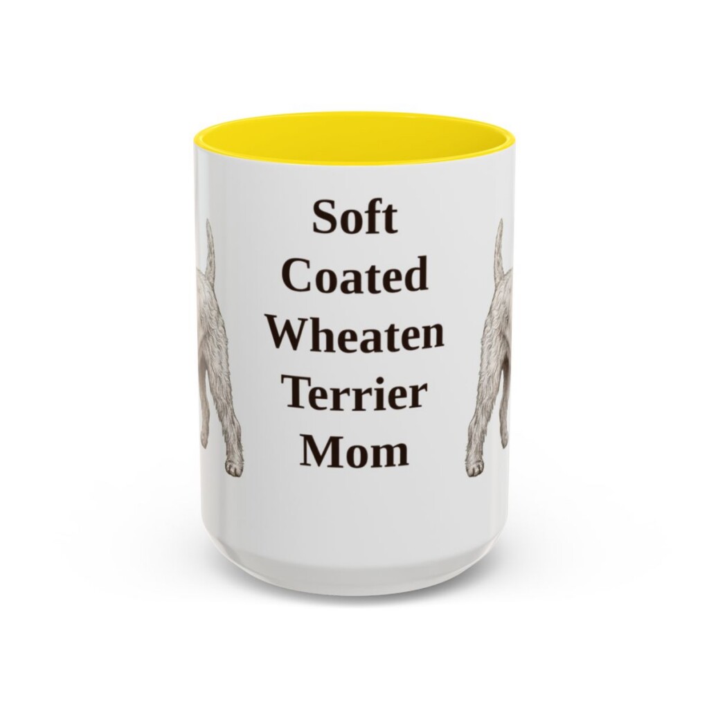 15oz Soft Coated Wheaten Terrier Dog Mom Mug, Yellow, front view