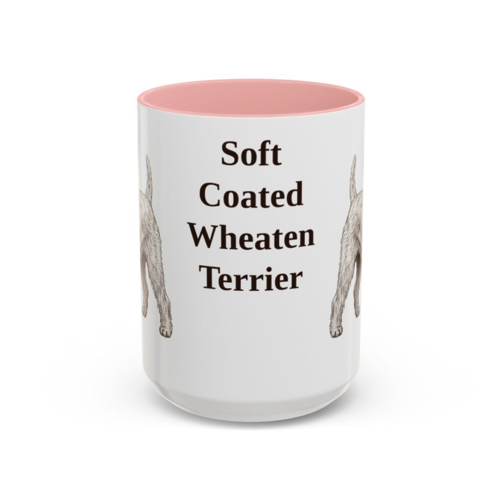 15oz-soft-coated-wheaten-terrier-mug-pink 15oz Soft Coated Wheaten Terrier Mug, Pink, front view
