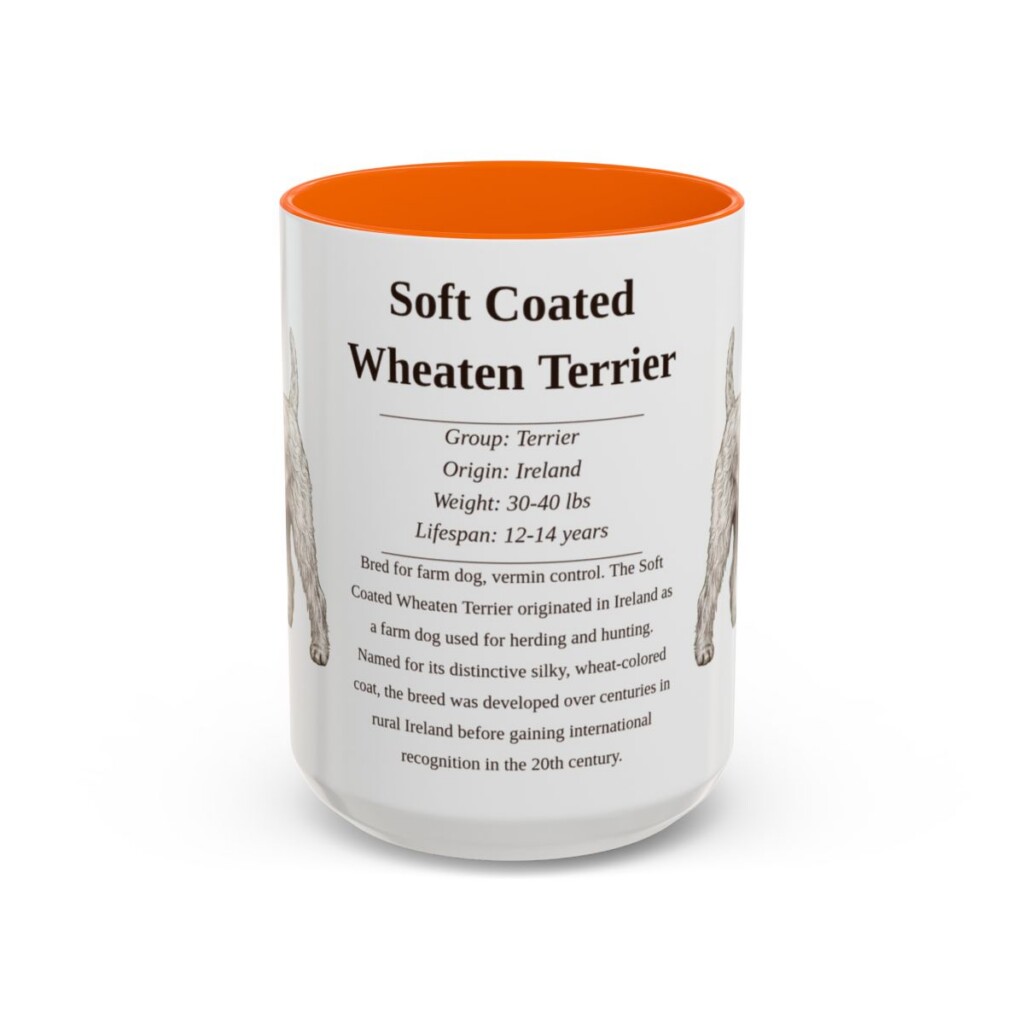 15oz Soft Coated Wheaten Terrier Mug, Orange, front view