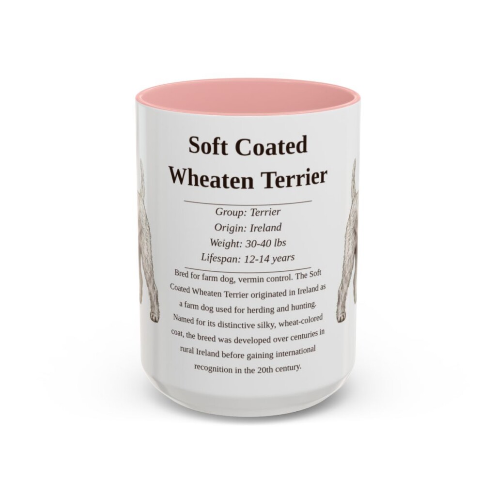 15oz Soft Coated Wheaten Terrier Mug, Pink, front view