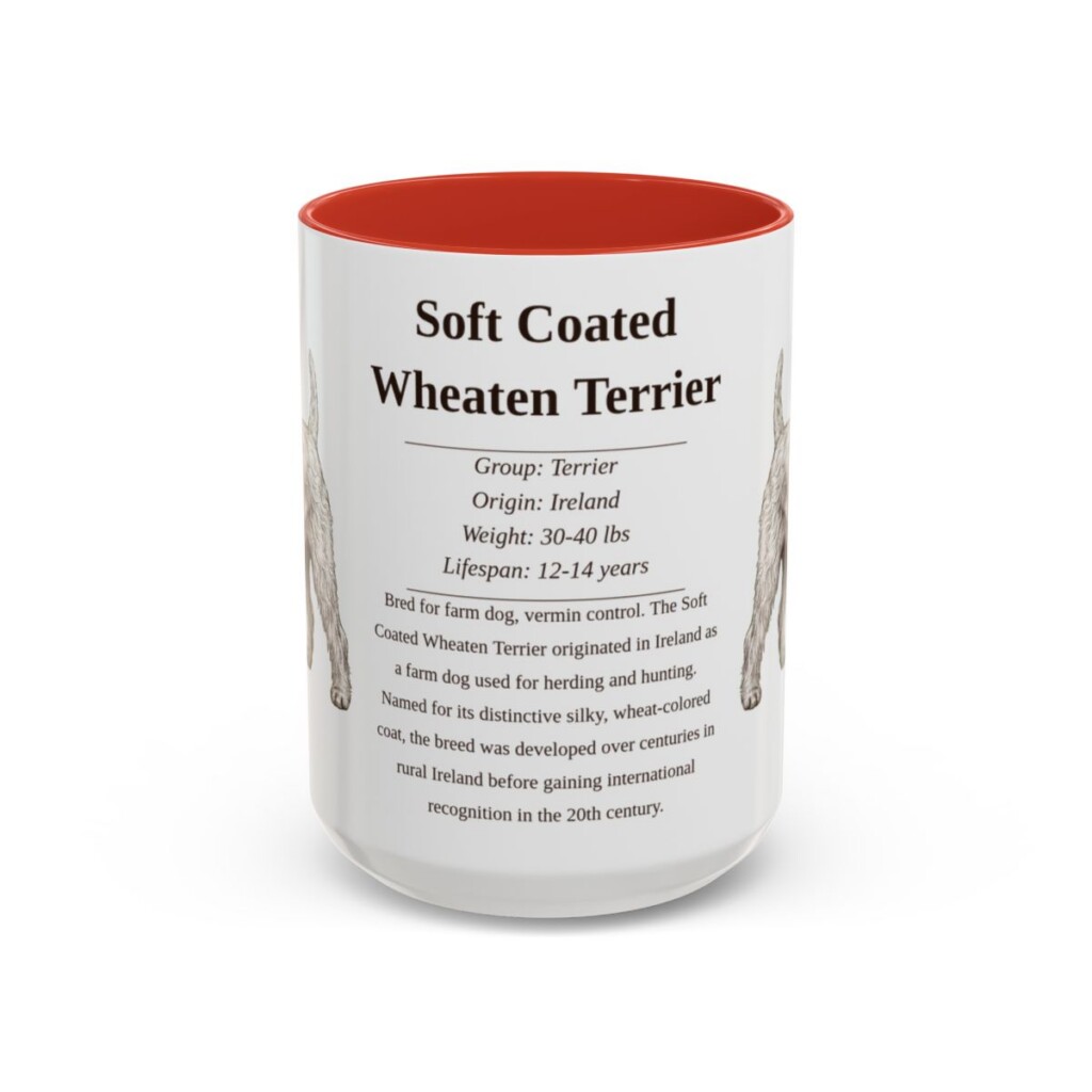 15oz Soft Coated Wheaten Terrier Mug, Red, front view