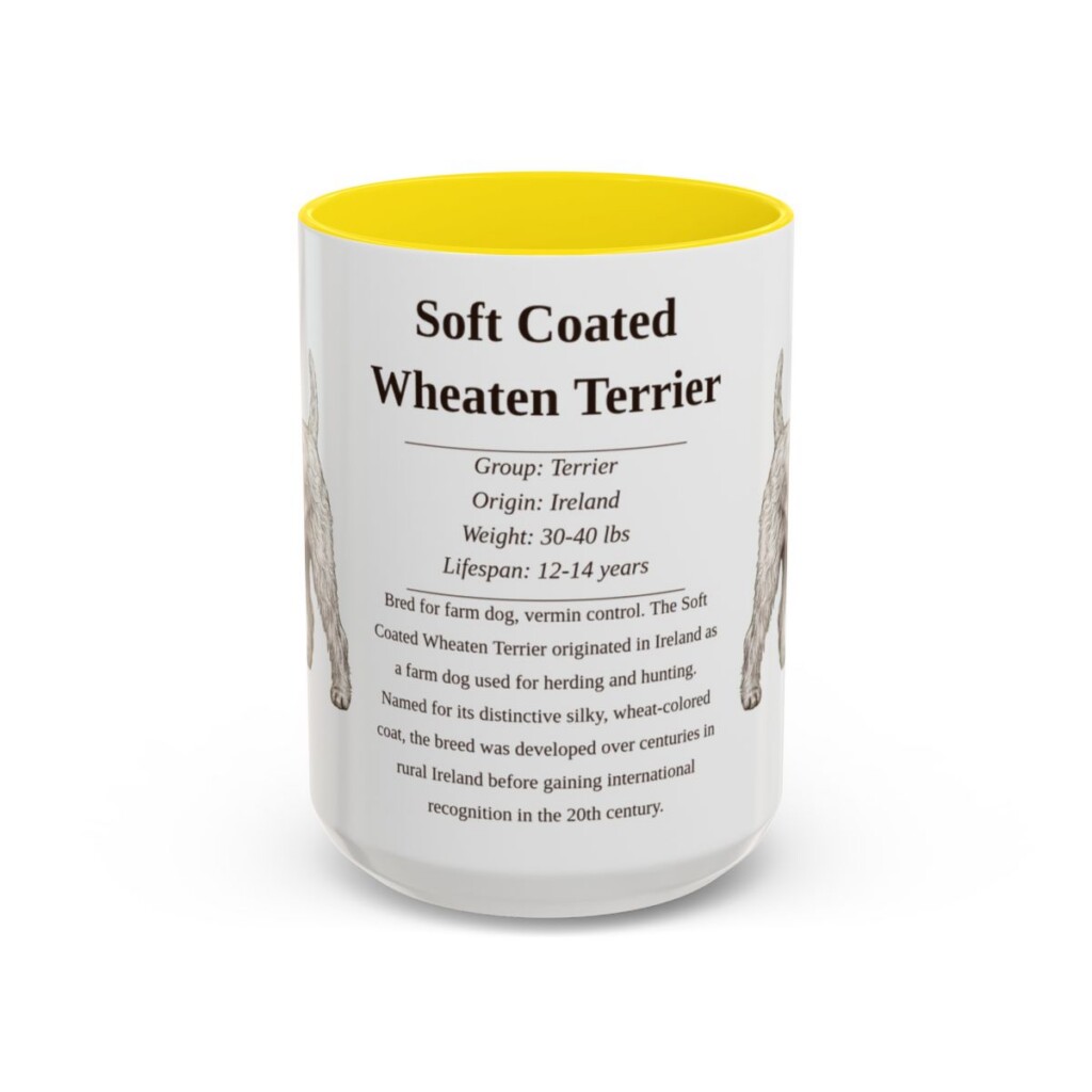 15oz Soft Coated Wheaten Terrier Mug, Yellow, front view