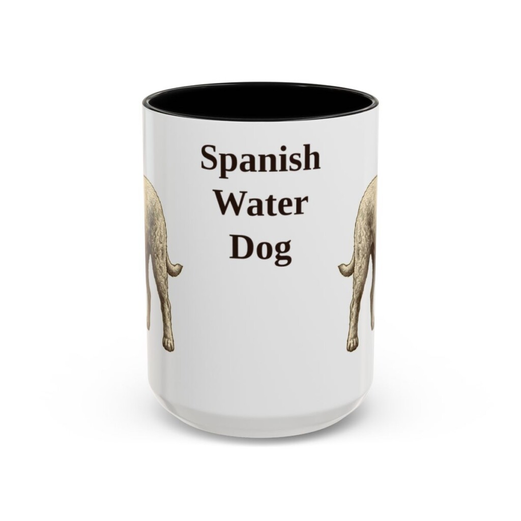 15oz Spanish Water Dog Mug, Black, front view