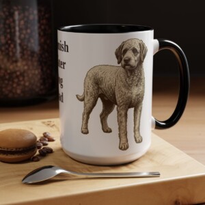 15oz Spanish Water Dog Dog Dad Mug, Black, lifestyle photo