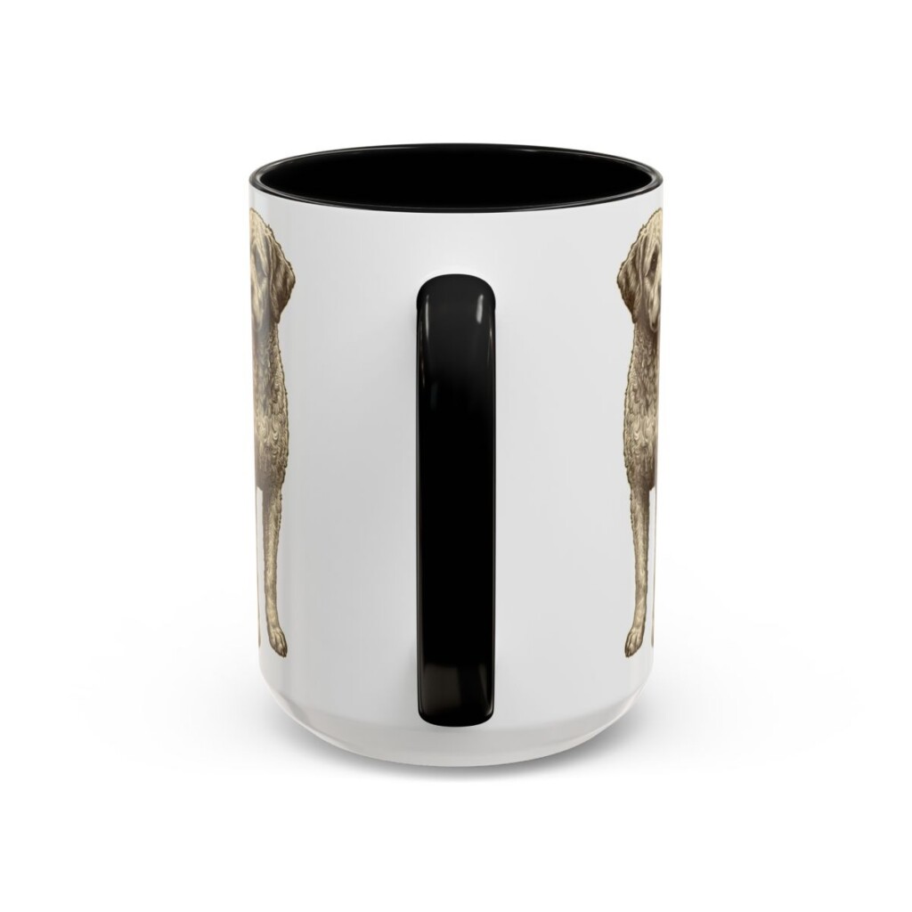 15oz Spanish Water Dog Dog Dad Mug, Black, back view