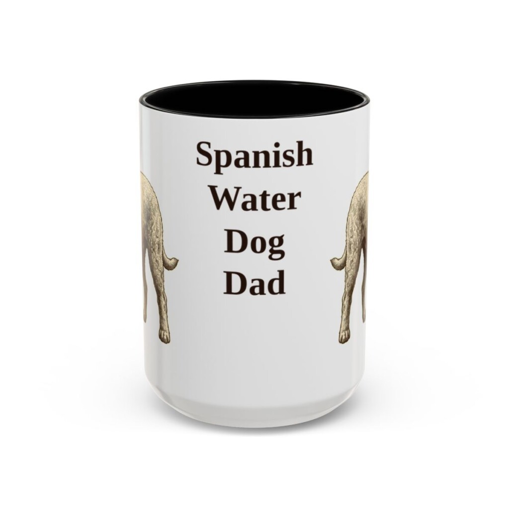 15oz Spanish Water Dog Dog Dad Mug, Black, front view