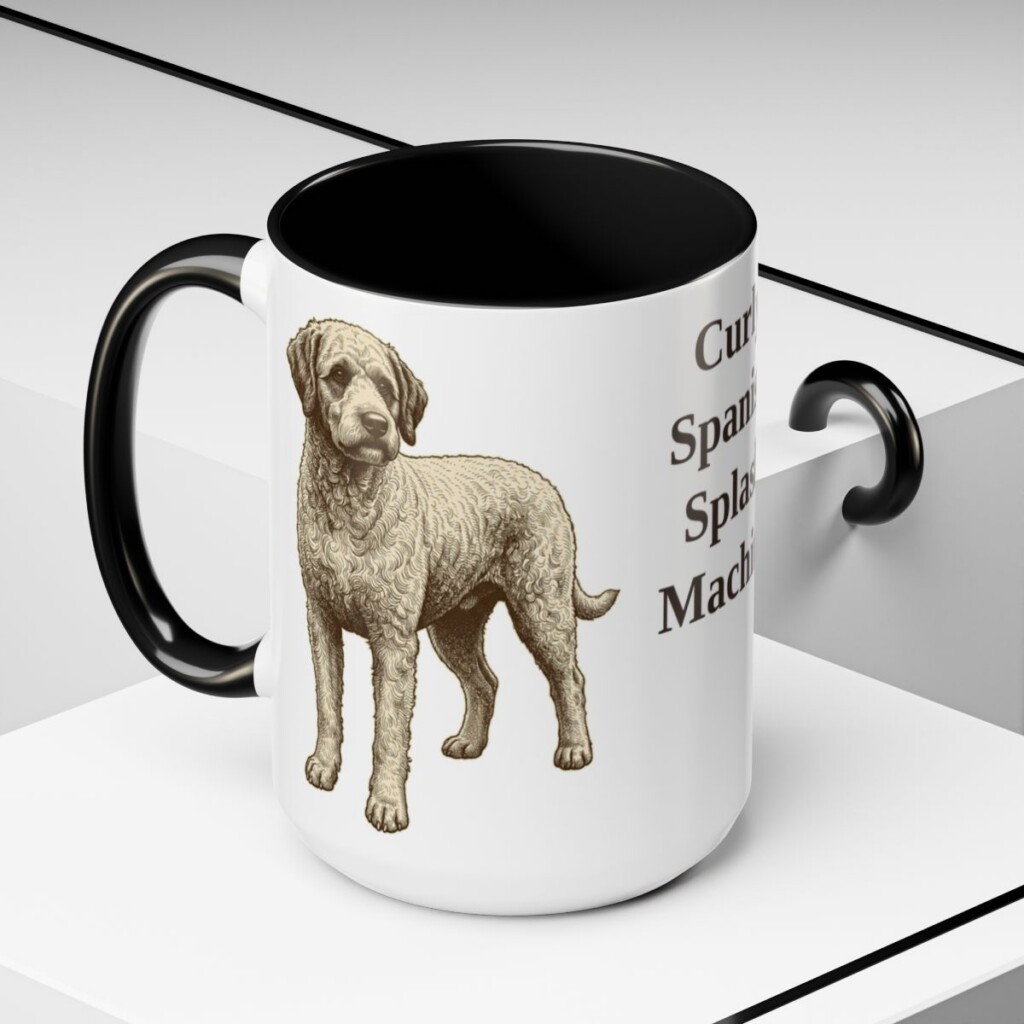 15oz Funny Spanish Water Dog Mug, Black, lifestyle photo