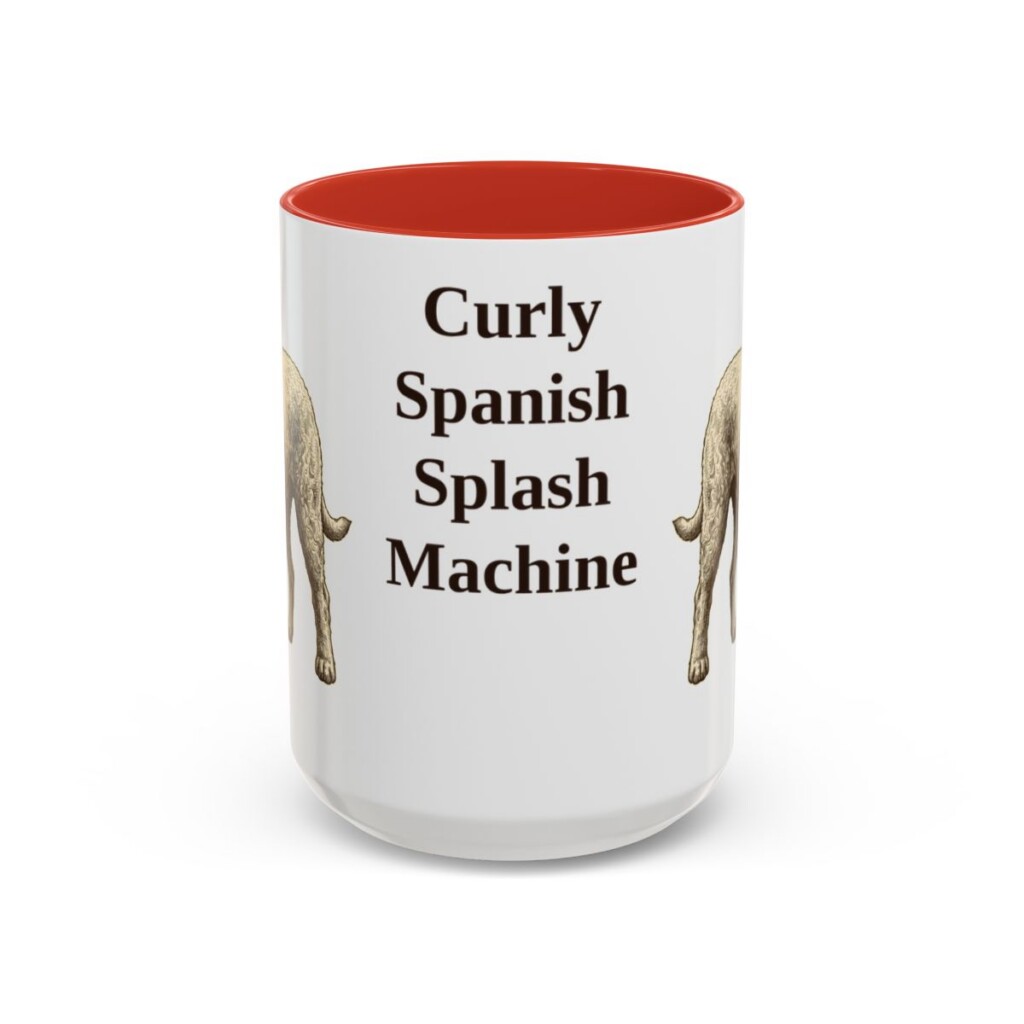 15oz Funny Spanish Water Dog Mug, Red, front view