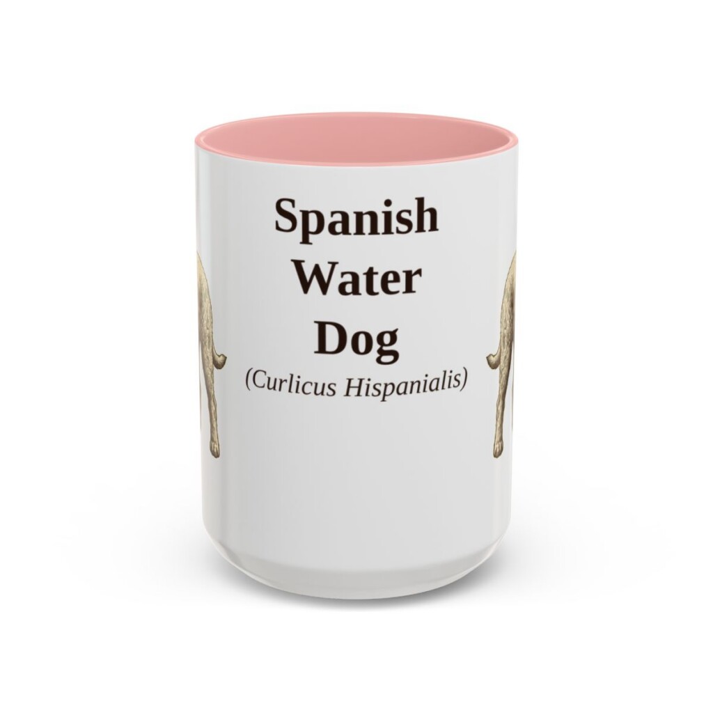 15oz-spanish-water-dog-mug-latin-pink 15oz Spanish Water Dog Latin Mug, Pink, front view
