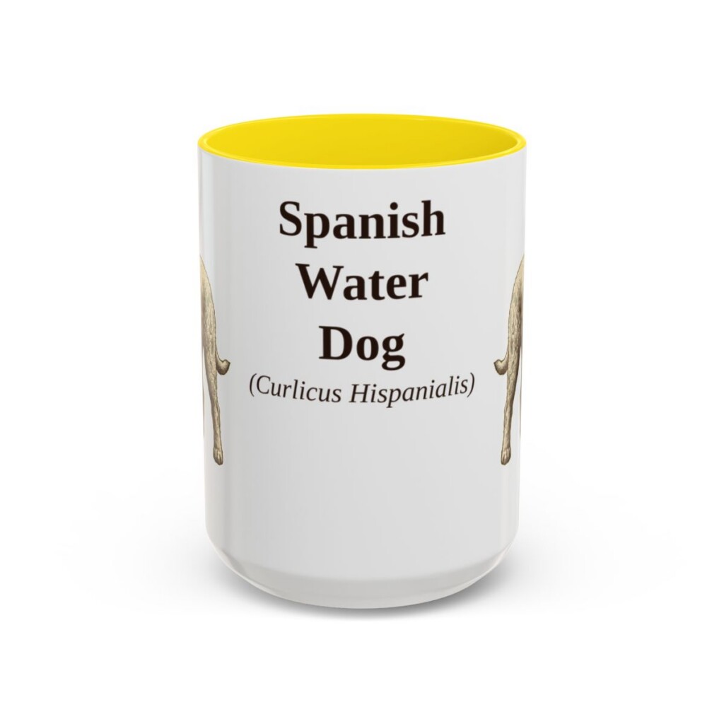 15oz-spanish-water-dog-mug-latin-yellow 15oz Spanish Water Dog Latin Mug, Yellow, front view