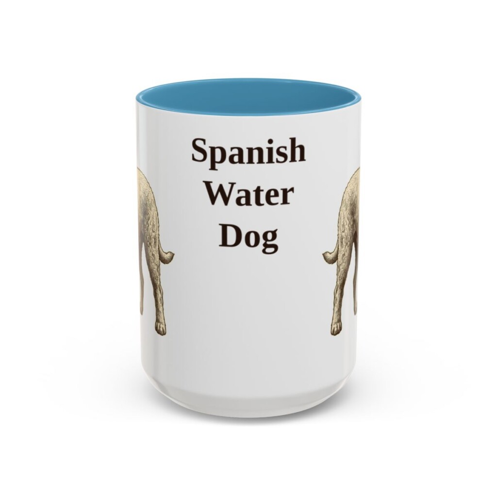 15oz Spanish Water Dog Mug, Light Blue, front view
