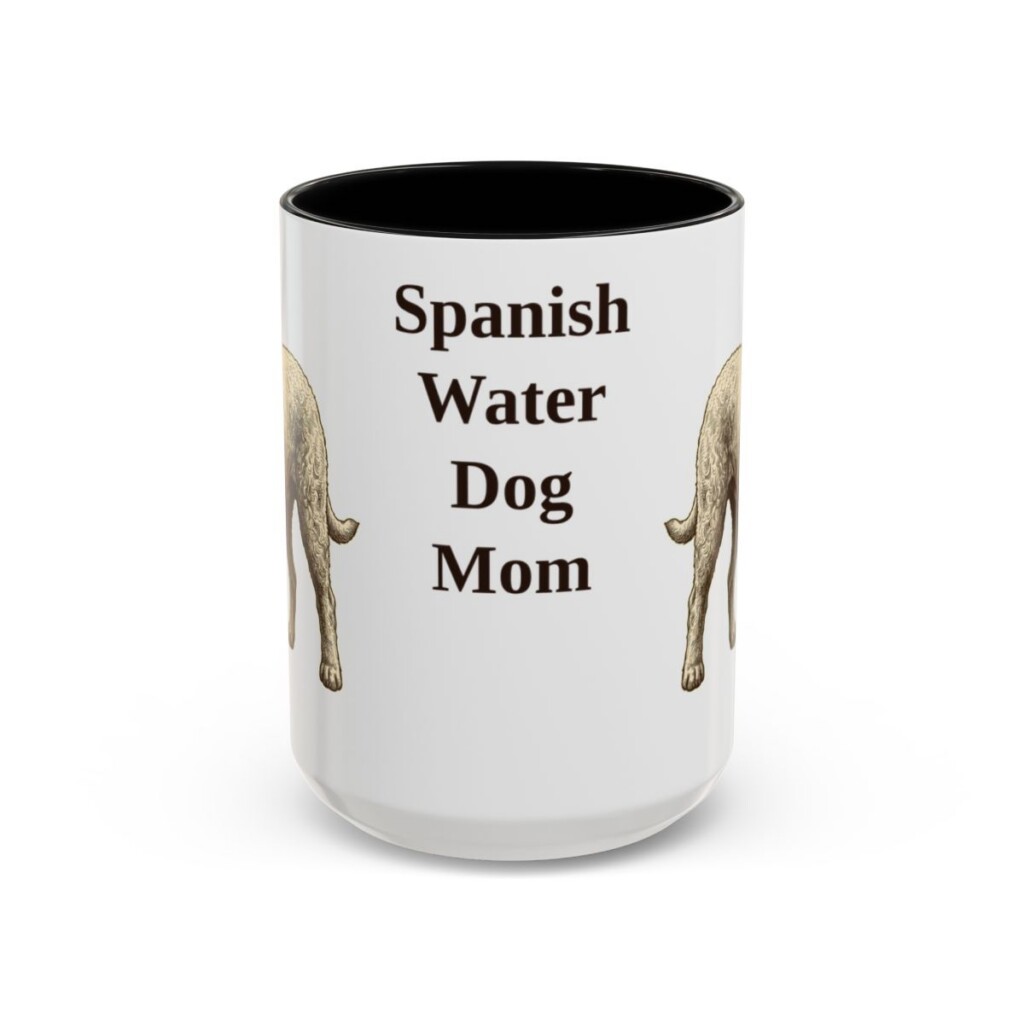15oz Spanish Water Dog Dog Mom Mug, Black, front view