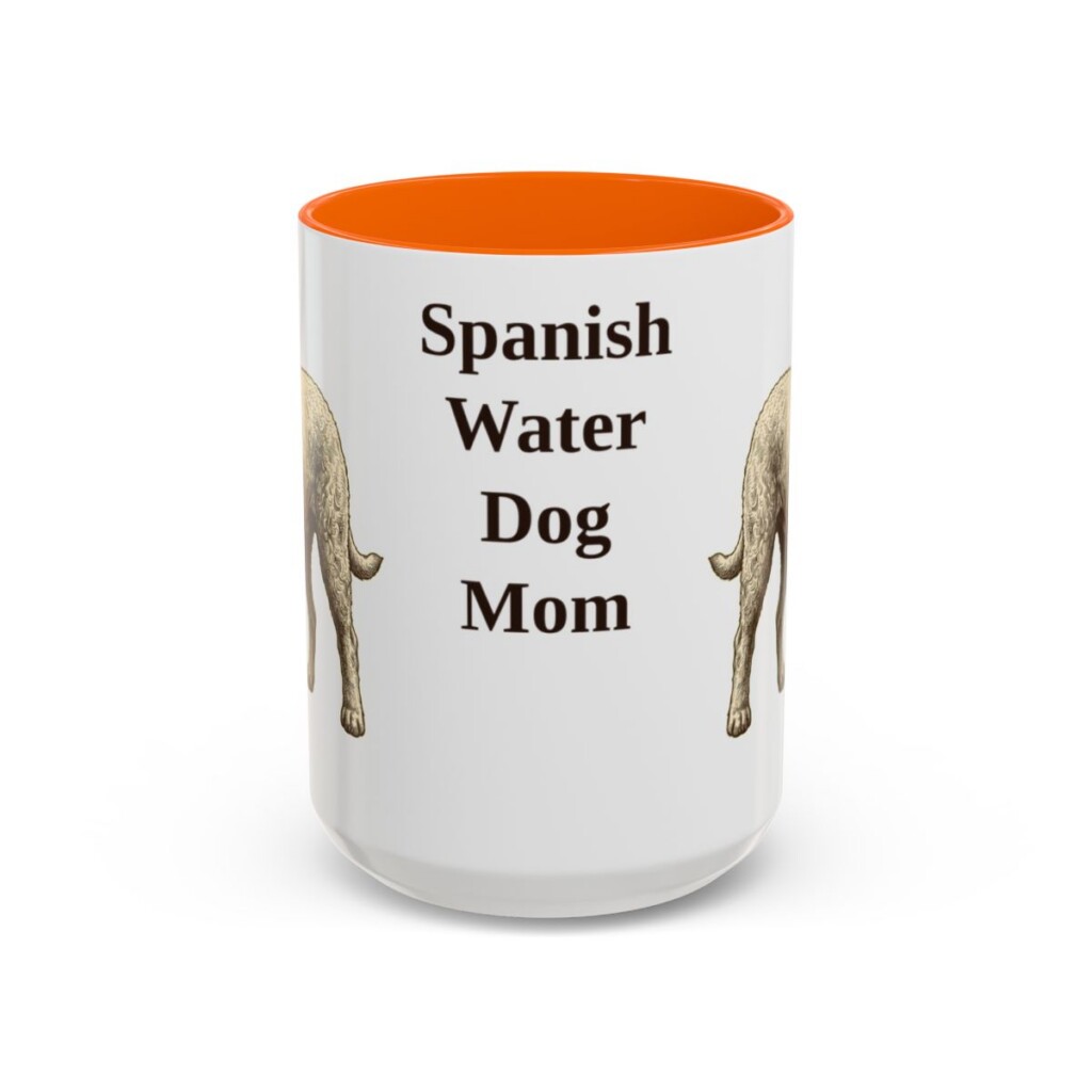 15oz Spanish Water Dog Dog Mom Mug, Orange, front view