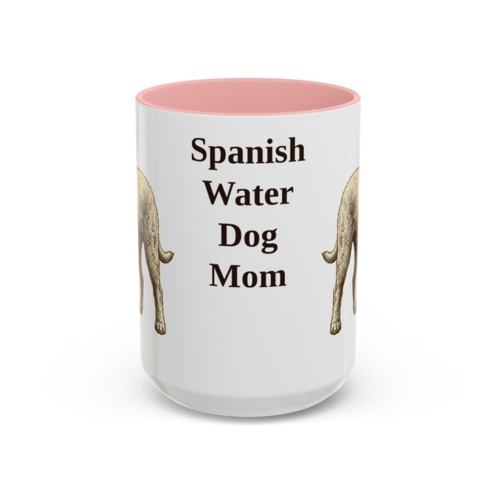15oz Spanish Water Dog Dog Mom Mug, Pink, front view