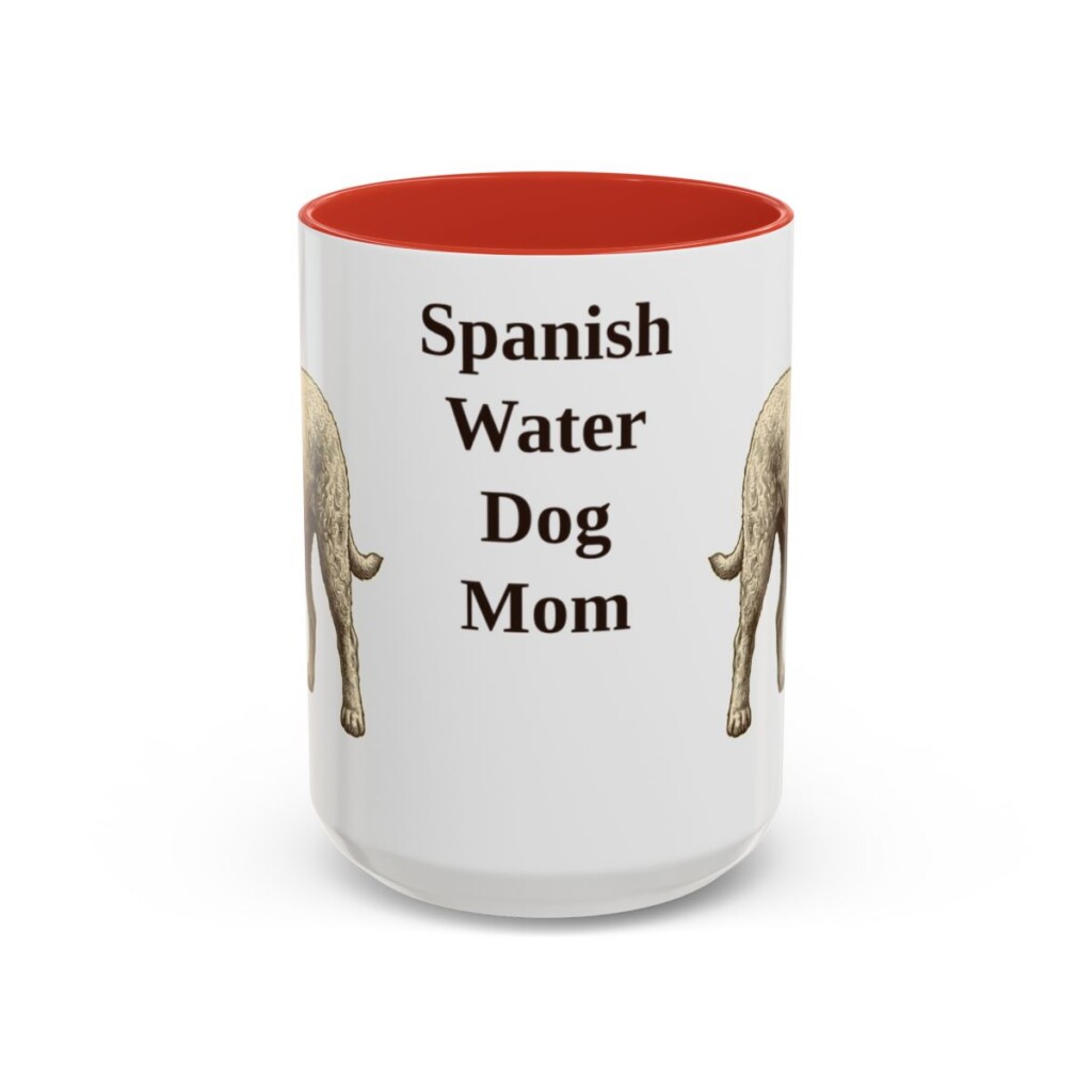 15oz Spanish Water Dog Dog Mom Mug, Red, front view