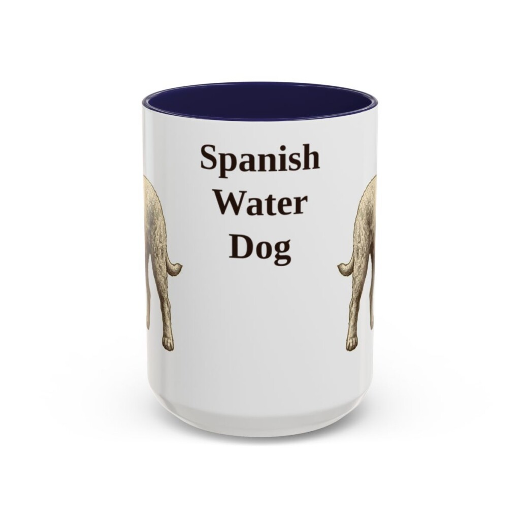 15oz Spanish Water Dog Mug, Navy, front view